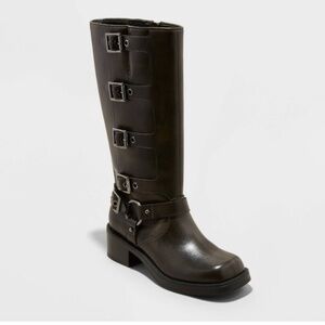 Women's Rebel Distressed Riding Boots - Wild Fable Black